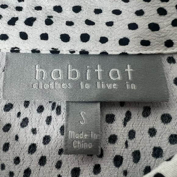 Habitat Clothes to Live In White Black Polka Dot Button Up Blouse Ruffles Sz S - Picture 7 of 10